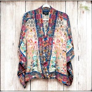 Tolani Petals & Blooms Floral Ethnic Boho Cropped Wrap Kimono